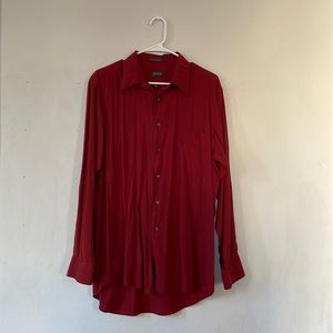 Men's Silk-style red dress shirt